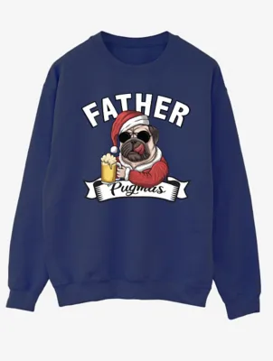 NW2 Christmas Father Pugmas Mens Navy Sweatshirt | Sweatshirts & Hoodies | George at ASDA