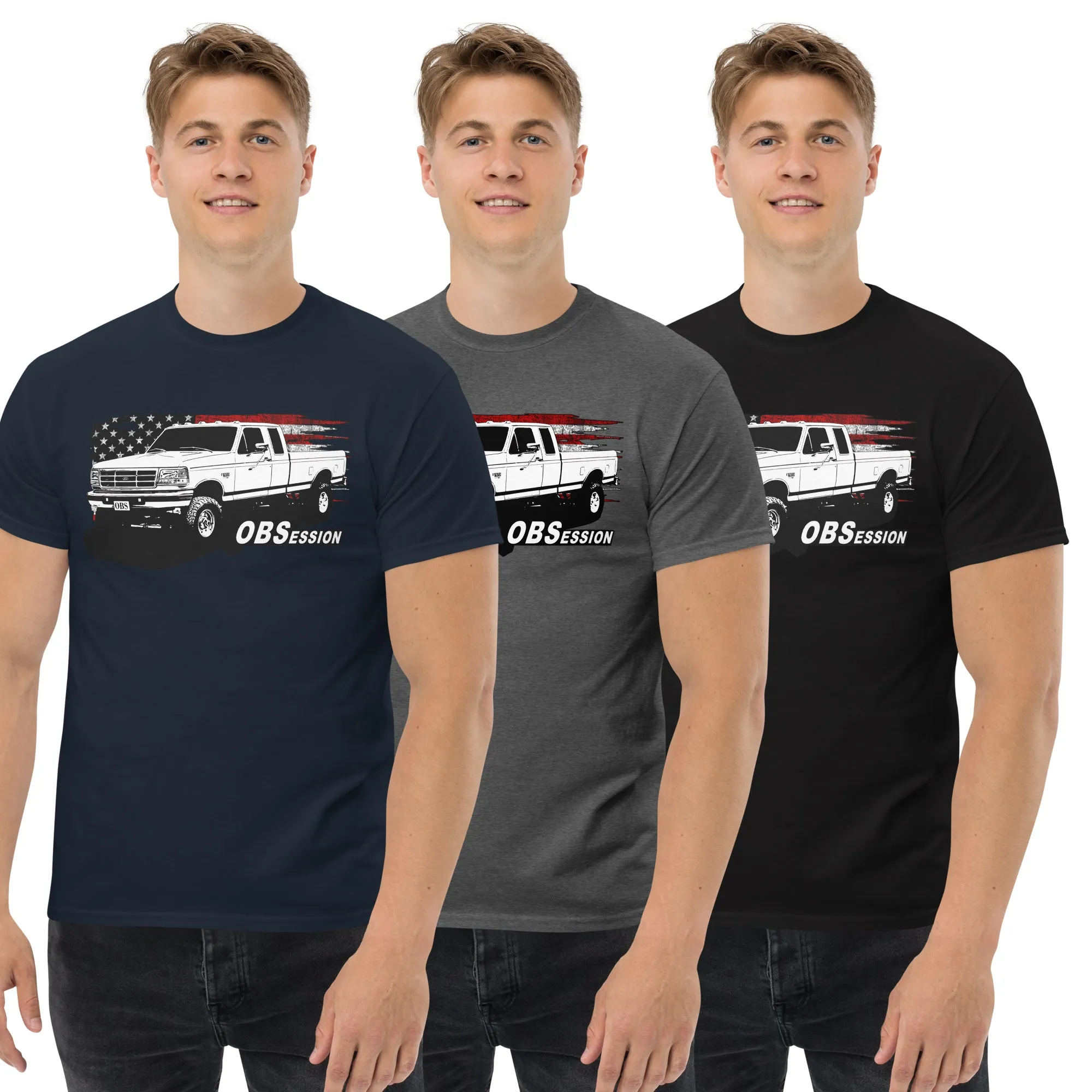 OBS Ext Cab Truck T-shirt, American Flag Design