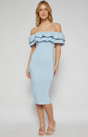  Off Shoulder Layered Ruffle Neckline Bodycon Dress (SDR1418A)