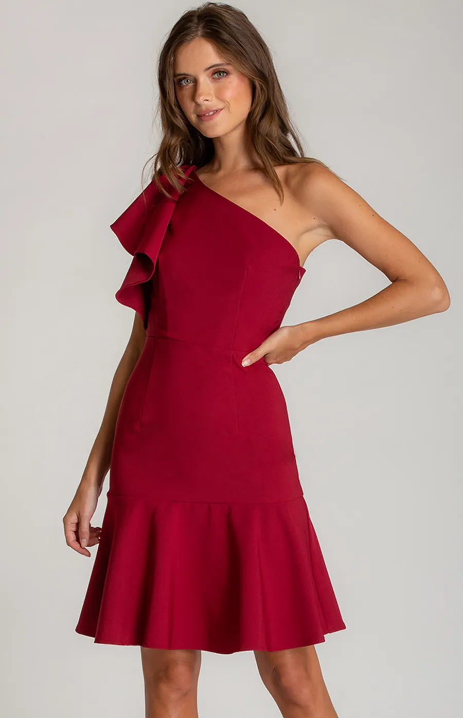 One Shoulder Frill Detail Dress (ADR852A) 