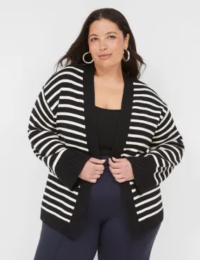 Open-Front Striped Cardigan