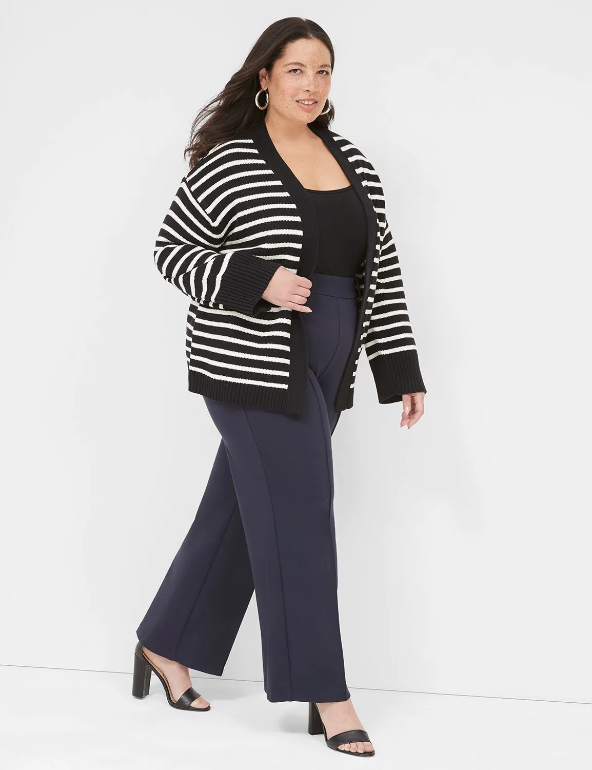 Open-Front Striped Cardigan