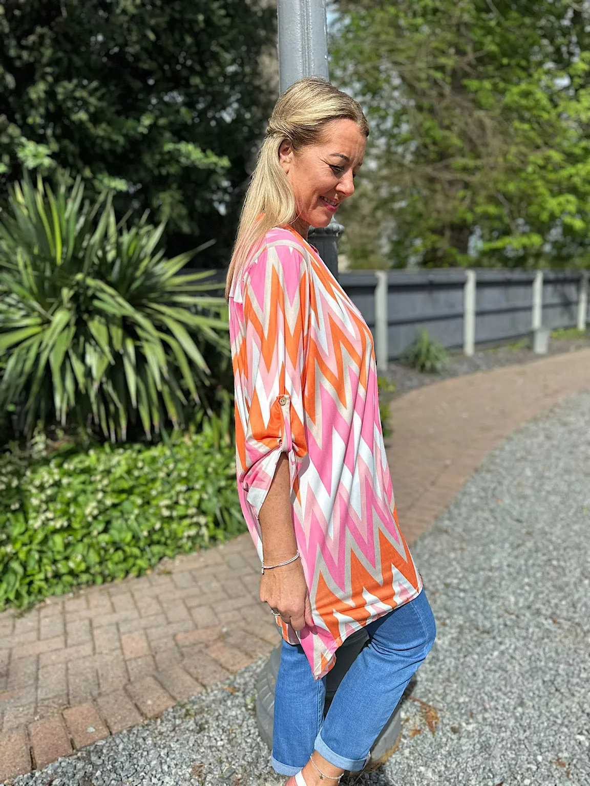 Orange Zig Zag Soft Touch Tunic Gloria