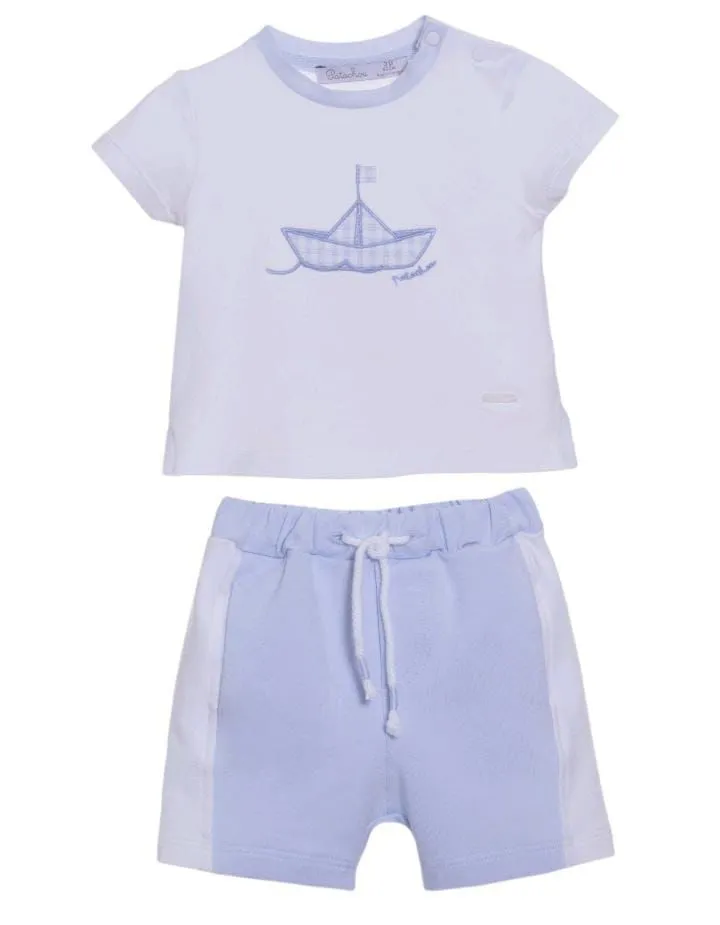 Patachou Shorts & T-Shirt Set Blue & White