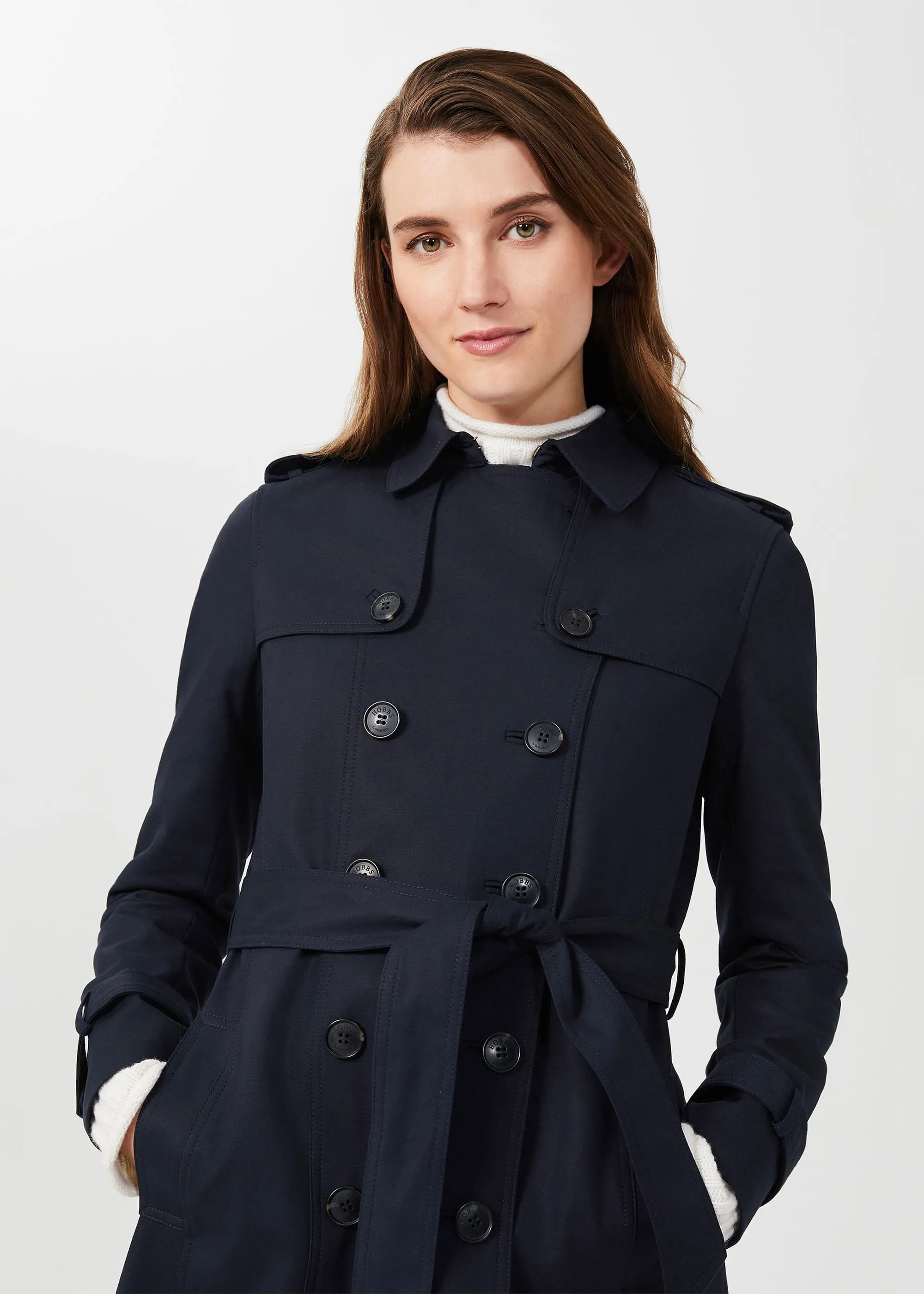 Petite Saskia Shower Resistant Trench Coat 