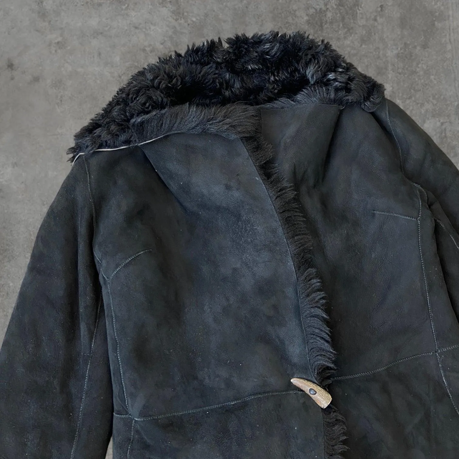 PLEIN SUD LEATHER & FUR COAT - M