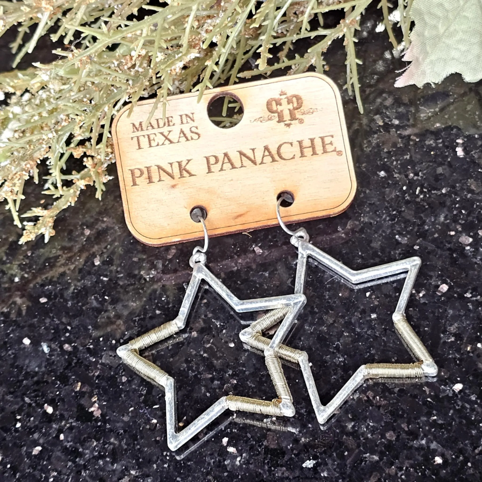 PP Two Tone Open Star Earrings