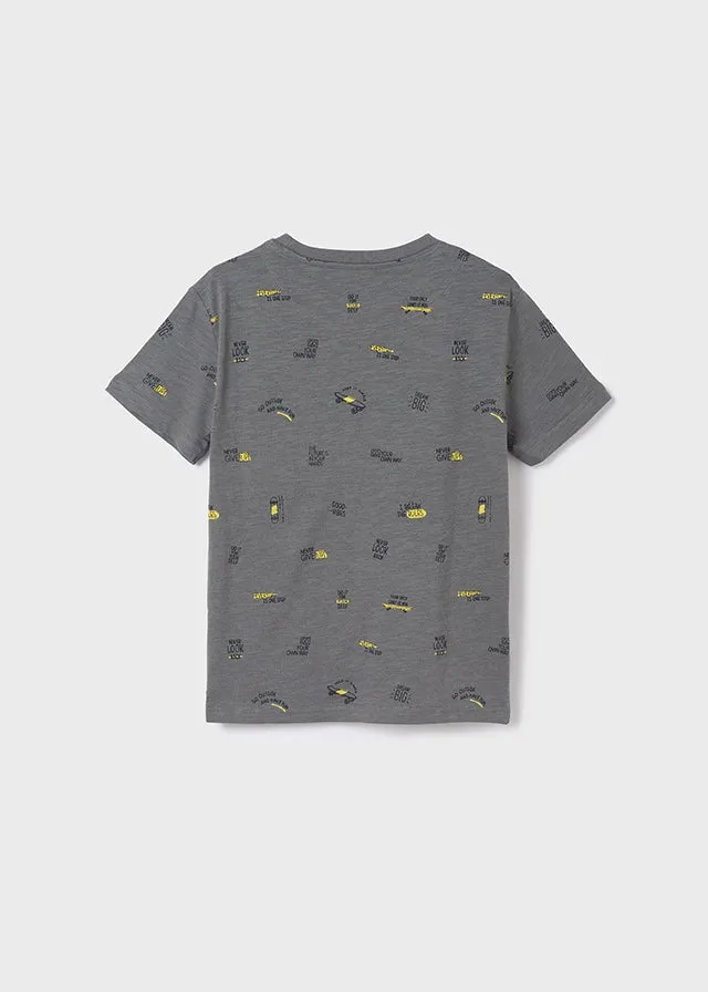 Printed s/s t-shirt for teen boy - Steel