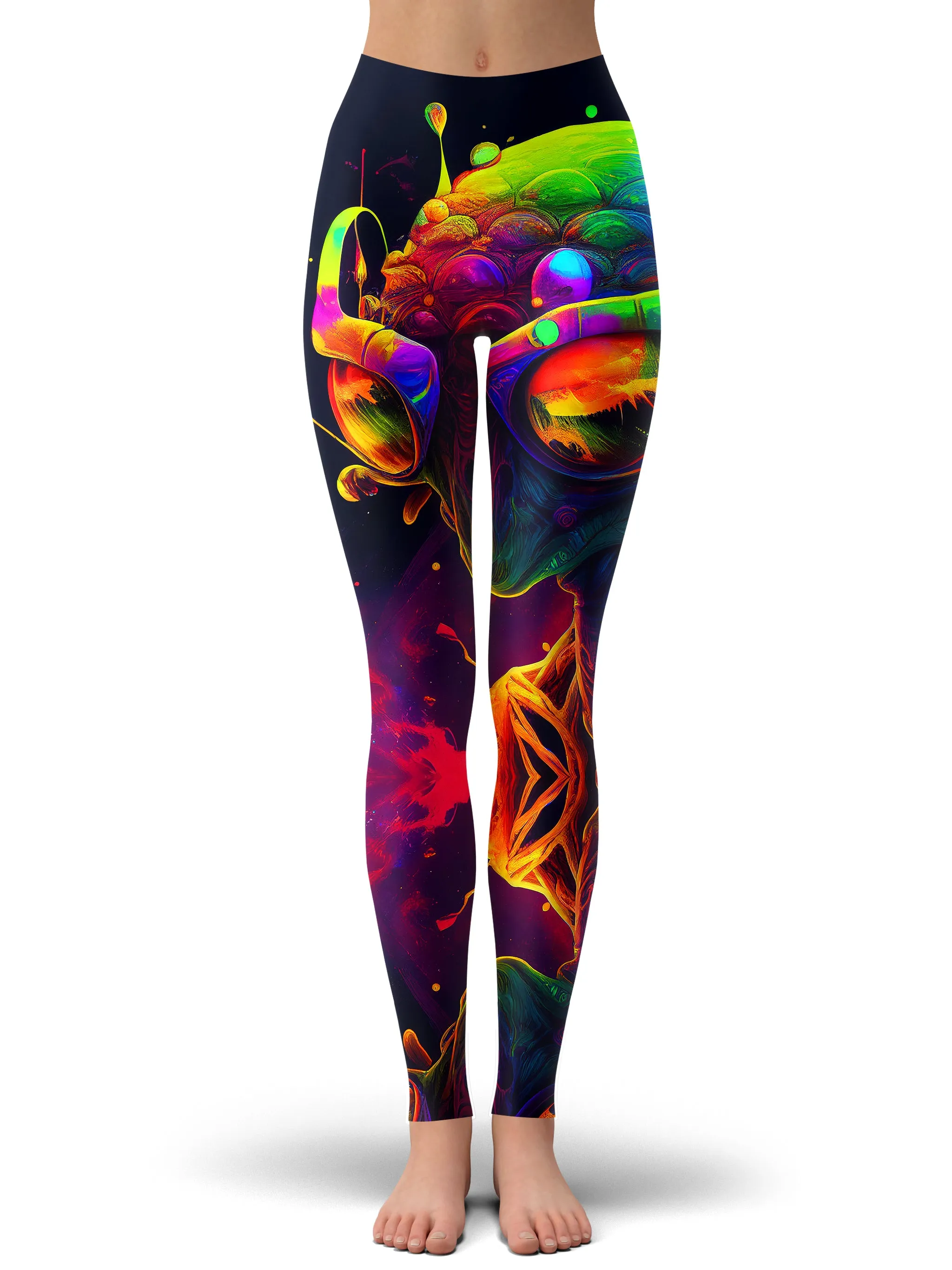 Psychedelic Alien Zip-Up Hoodie and Leggings Combo