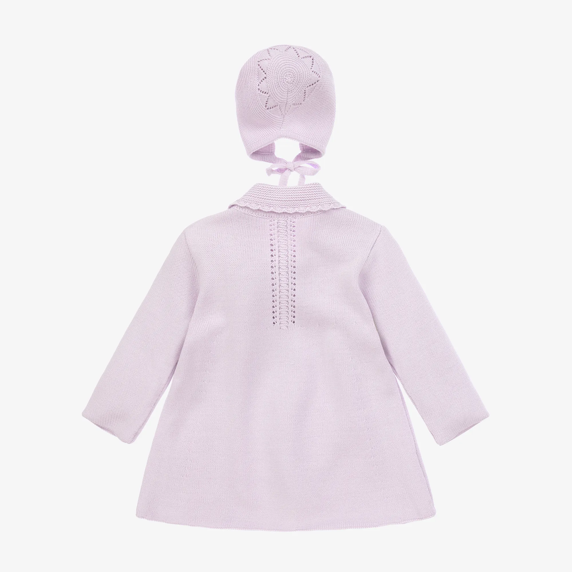 Purple Knitted Coat & Hat Set