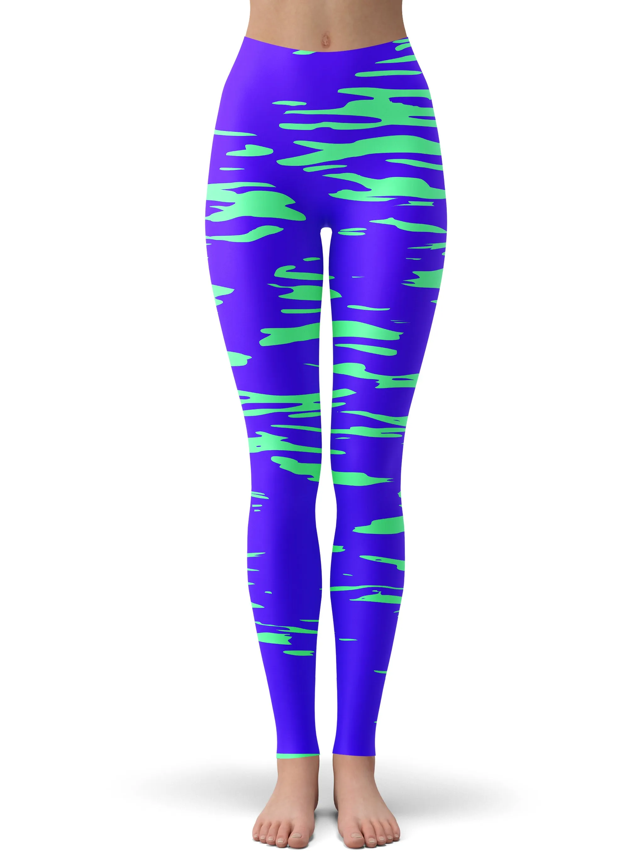 Purple Mint Rave Zebra Stripe Hoodie Dress and Leggings Combo