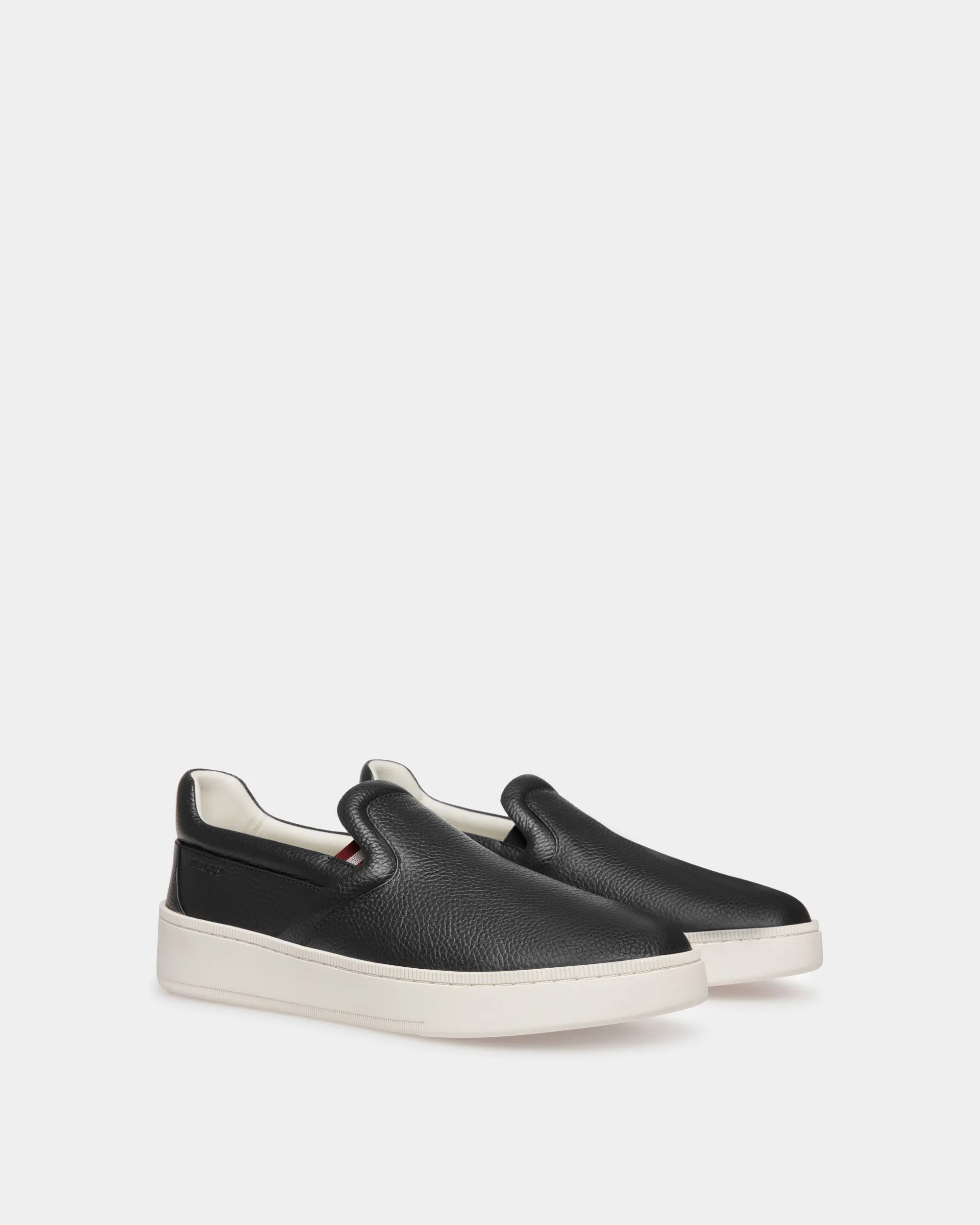 Raise Slip-On Sneaker in Black Grained Leather 