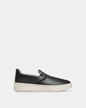 Raise Slip-On Sneaker in Black Grained Leather 