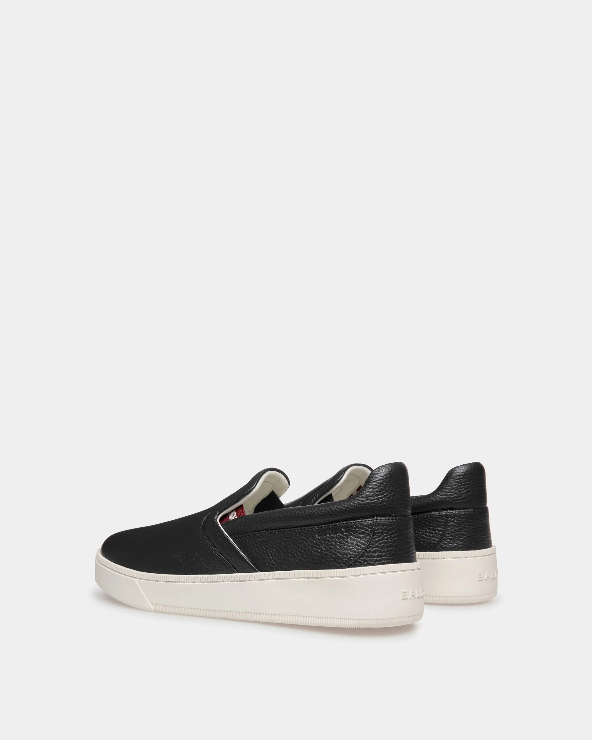 Raise Slip-On Sneaker in Black Grained Leather 