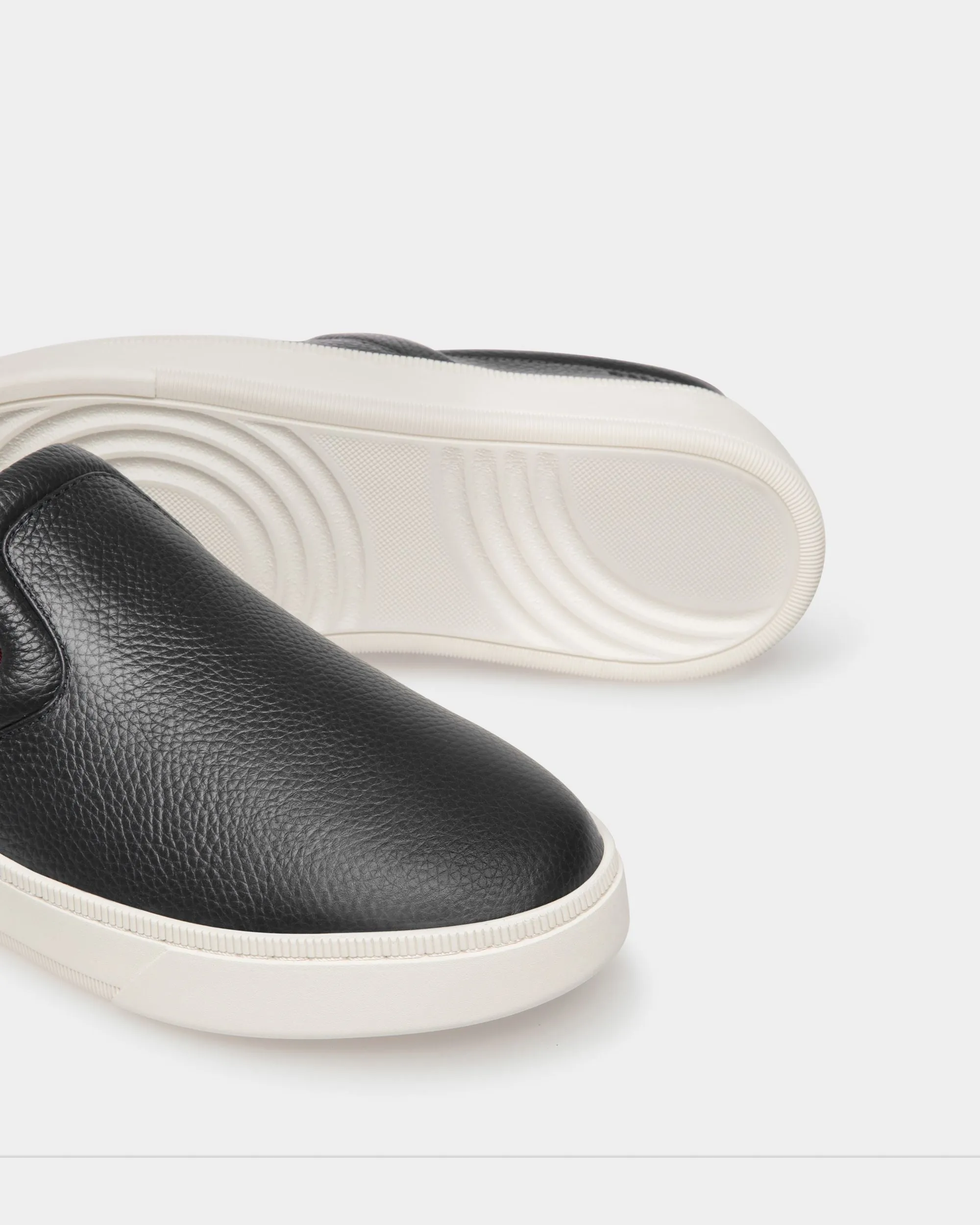 Raise Slip-On Sneaker in Black Grained Leather 