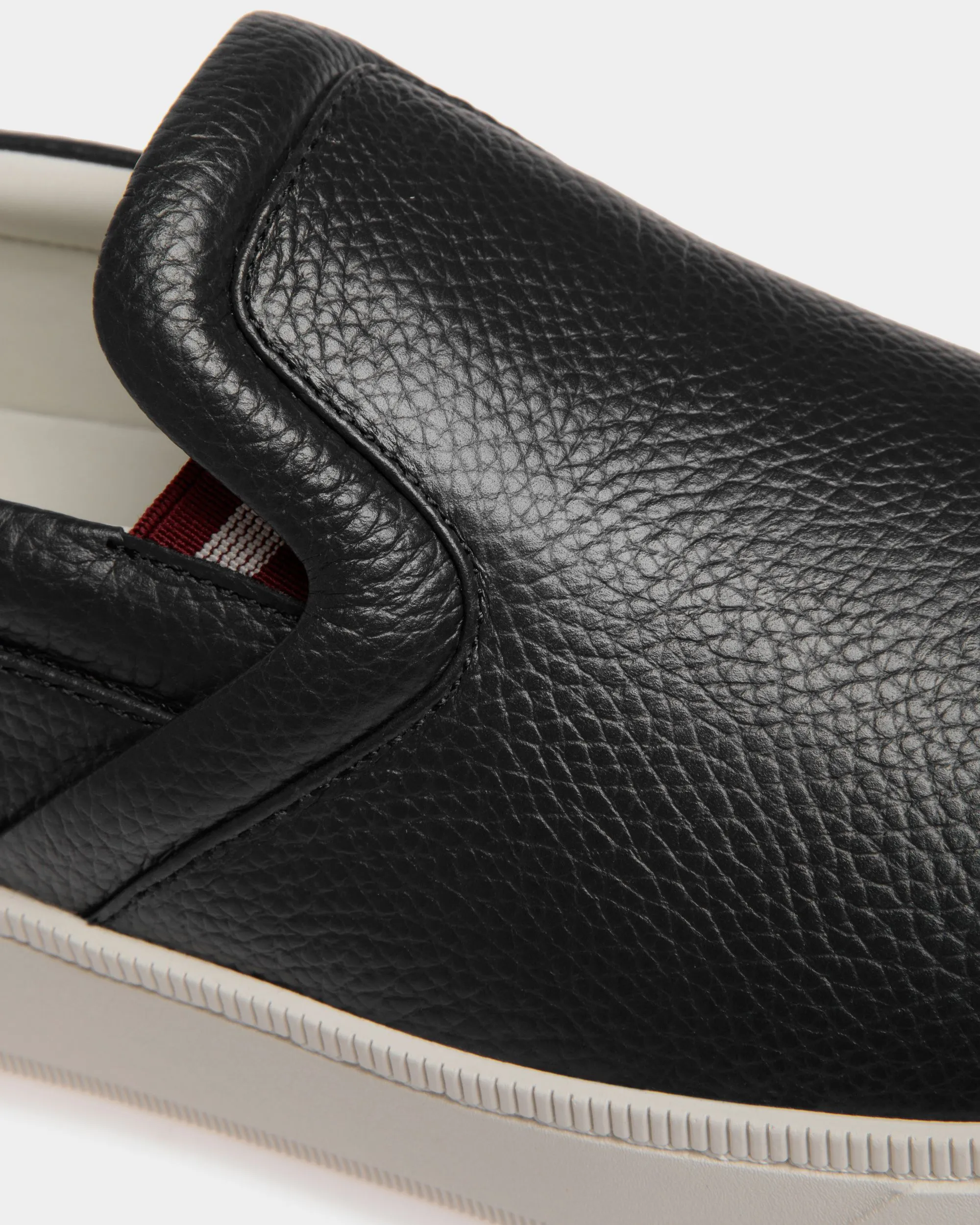 Raise Slip-On Sneaker in Black Grained Leather 