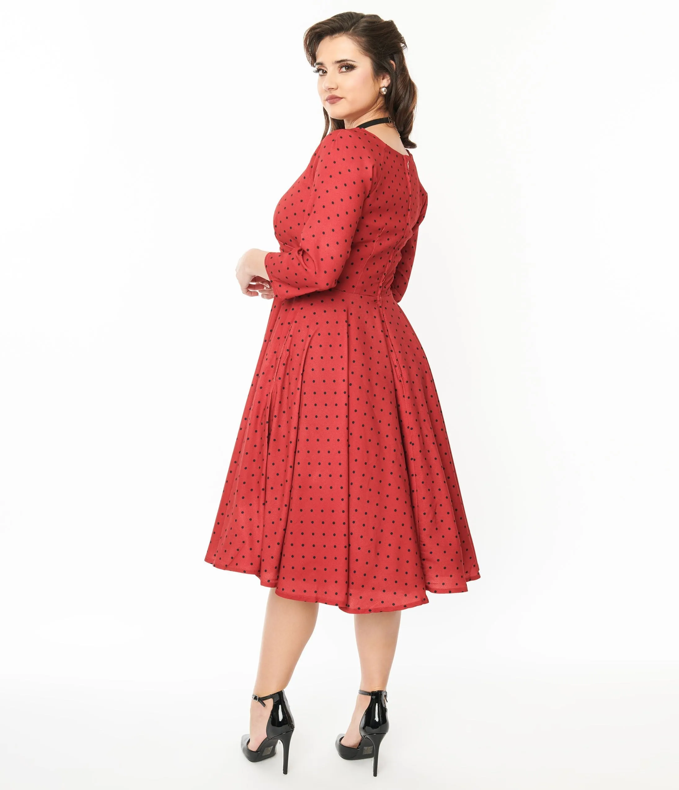 Red & Black Polka Dot Genevieve Swing Dress