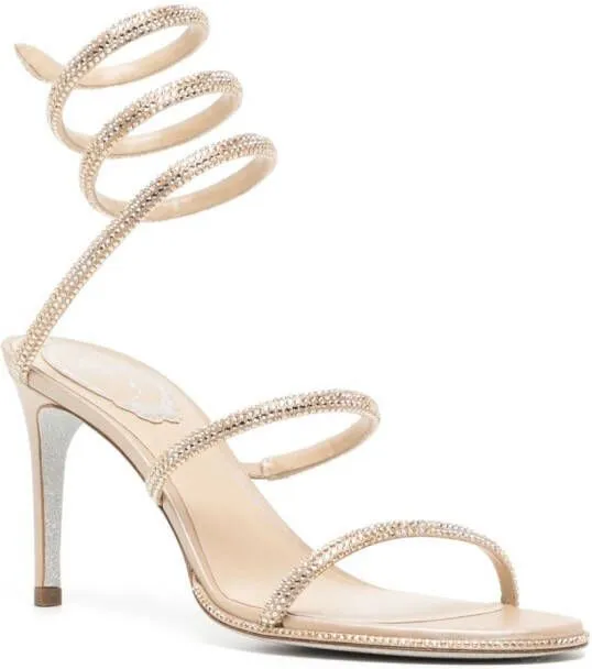 René Caovilla Cleo 80mm rhinestone-embellished sandals Gold