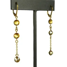 Seasonal Whispers Dangle Earrings Yellow Gold 3 Gold Crystals 2164 Swarovski