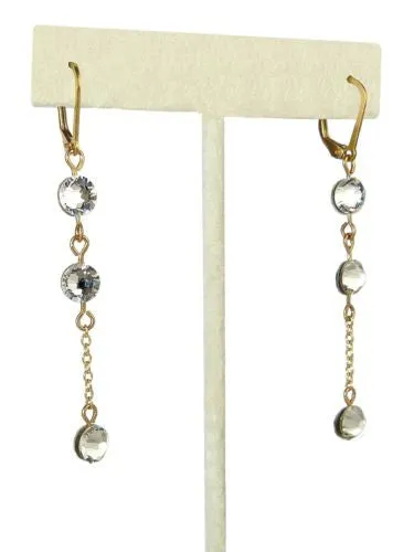 Seasonal Whispers Dangle Earrings Yellow Gold 3 Gold Crystals 2164 Swarovski