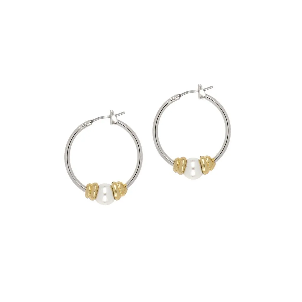 Single Pearl Small Hoop Earrings