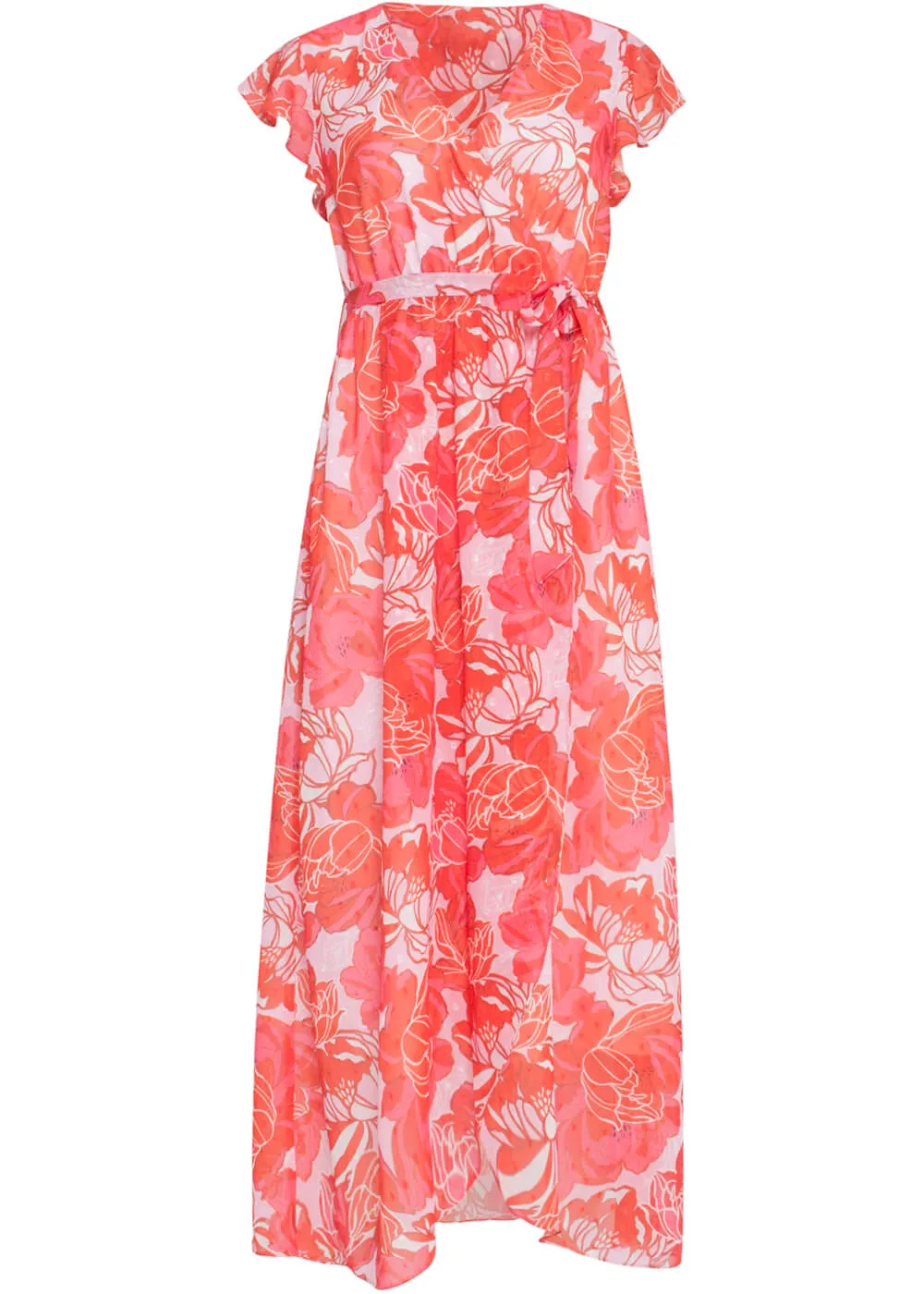 Smashed Lemon Florals Forward 70's Floral Dress Pink