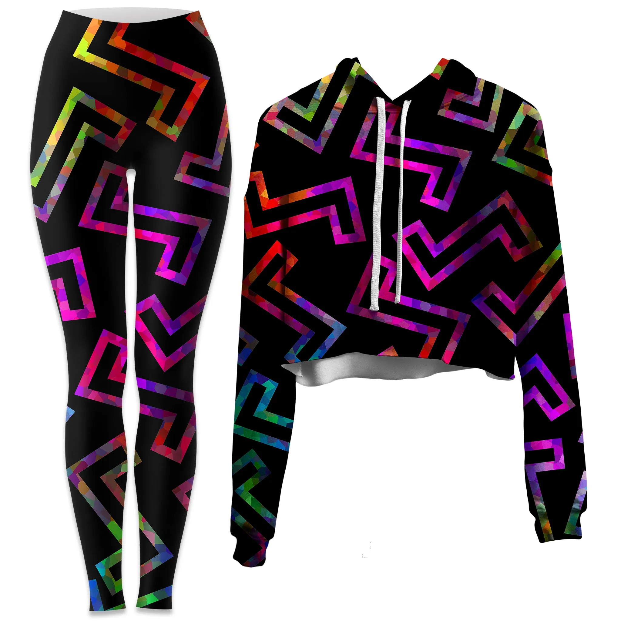 Sparkle Geometric Crop Hoodie and Leggings Combo