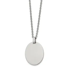 Stainless Steel Polished 25 x 30mm Oval Disc Necklace, 22 Inch