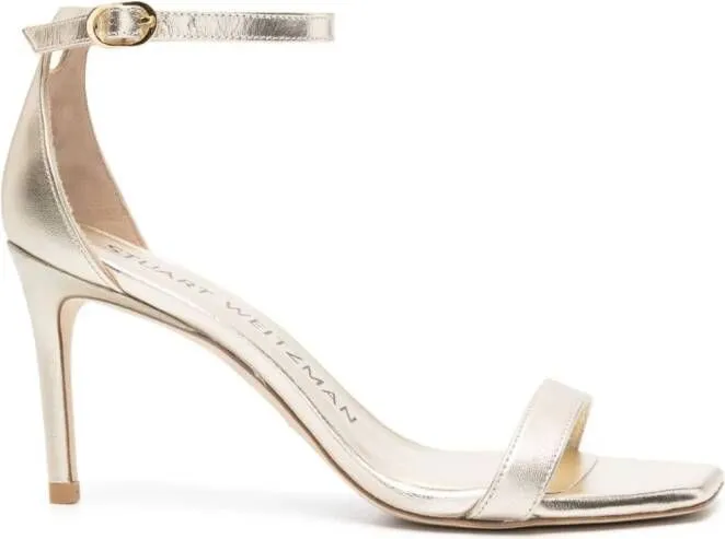 Stuart Weitzman Nudistcurve 100mm leather sandals Gold