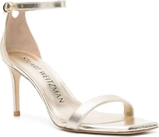 Stuart Weitzman Nudistcurve 100mm leather sandals Gold