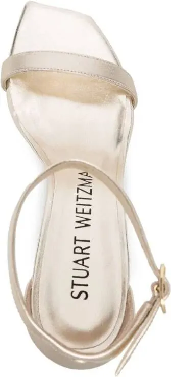 Stuart Weitzman Nudistcurve 100mm leather sandals Gold