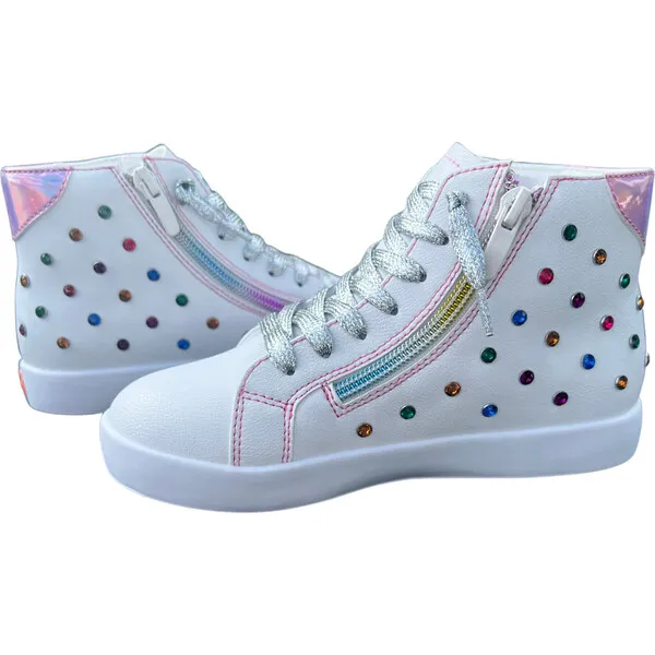 StyleChild Bowie Gems Hightop Sneaker, White