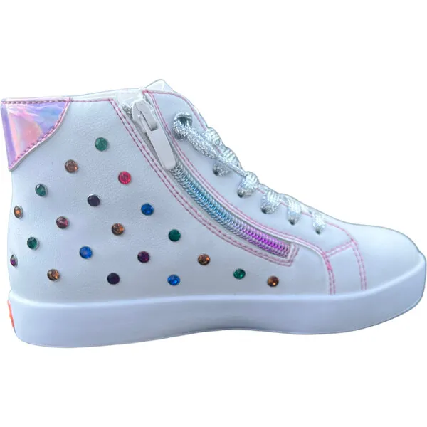 StyleChild Bowie Gems Hightop Sneaker, White