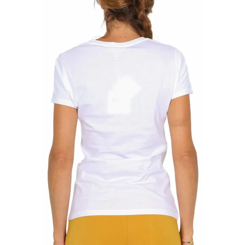 T-SHIRT GIROCOLLO CON STAMPA E PERLINE, BIANCO