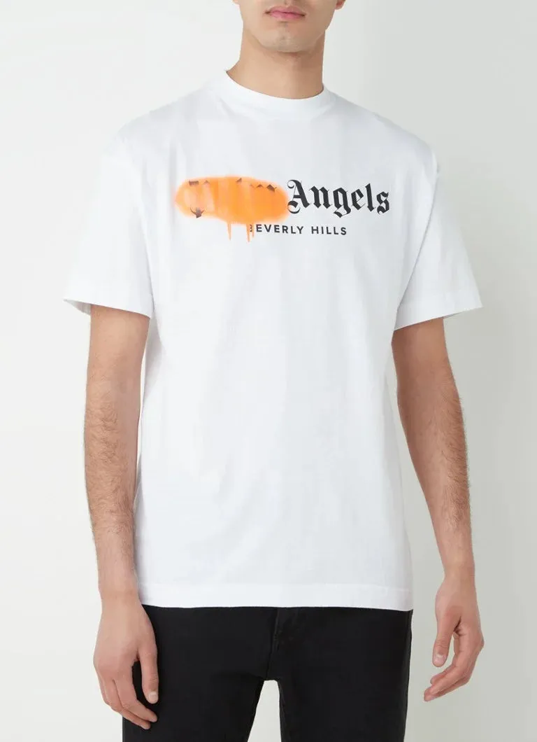 T-shirt PALM ANGELS sprayed Beverly Hills bianca