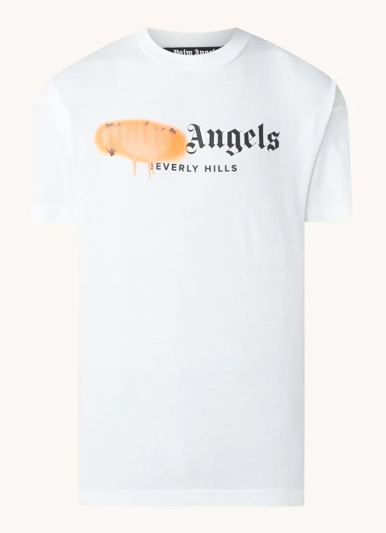 T-shirt PALM ANGELS sprayed Beverly Hills bianca