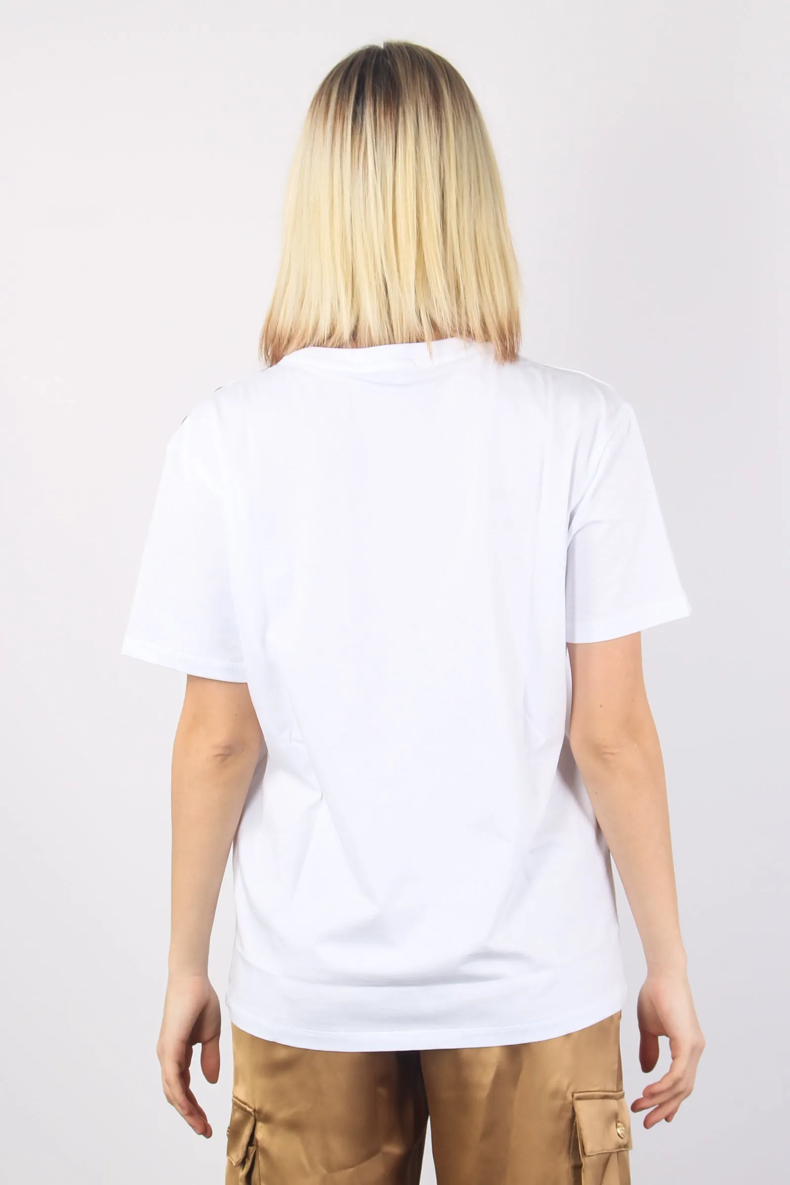 T-shirt Scritta Tono Su Tono Bianco