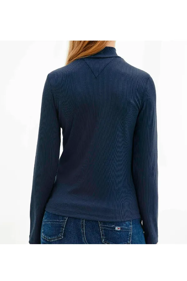 Tommy Hilfiger Women Mock Neck L/S Tee Navy