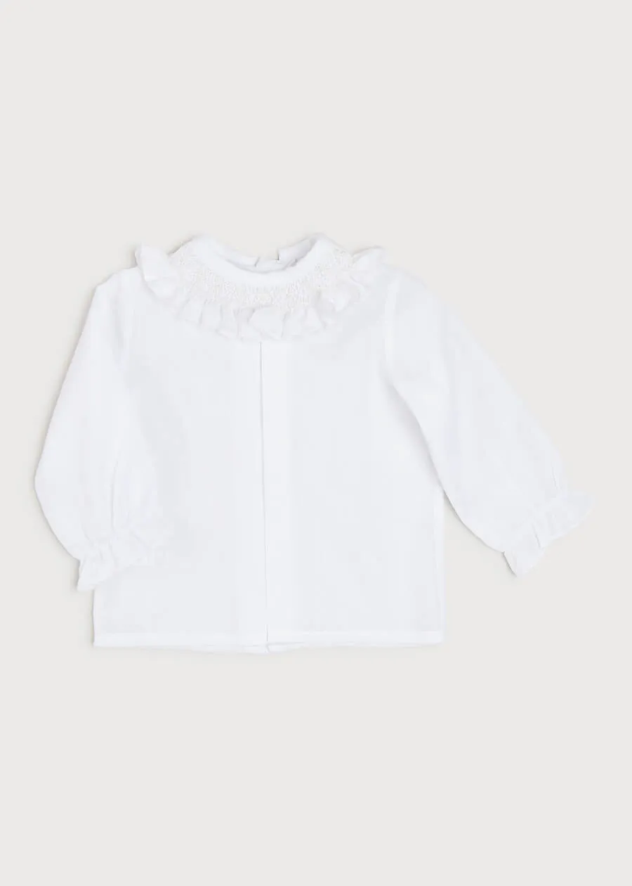 Traditional Hand Embroidered Blouse in Off White (0-12mths)