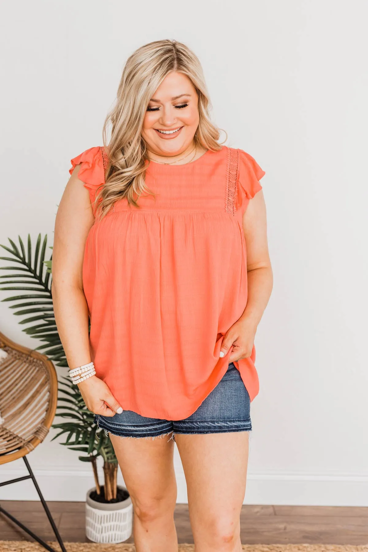 Tranquil Days Sleeveless Blouse- Coral