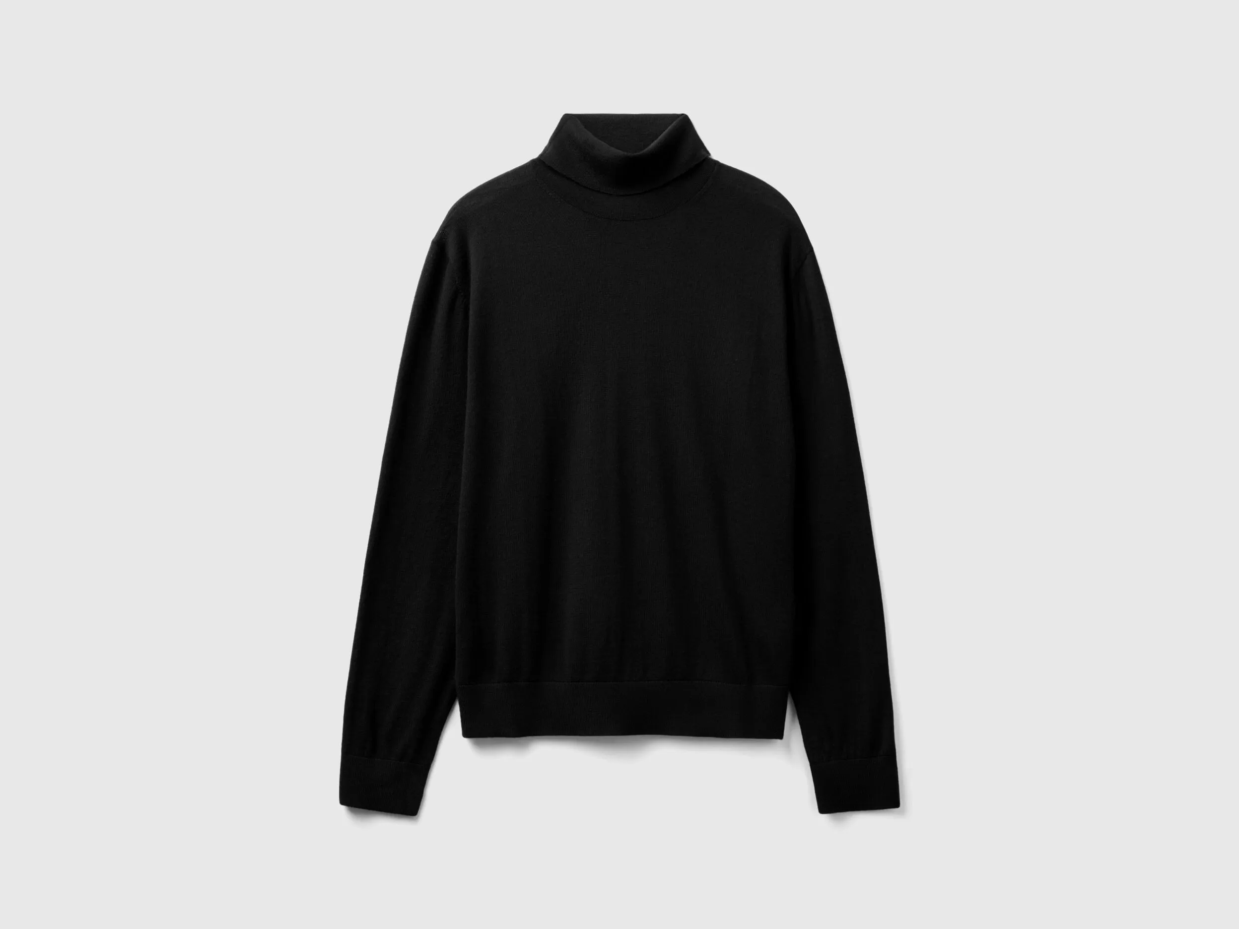 Turtleneck in pure Merino wool - Black | Benetton