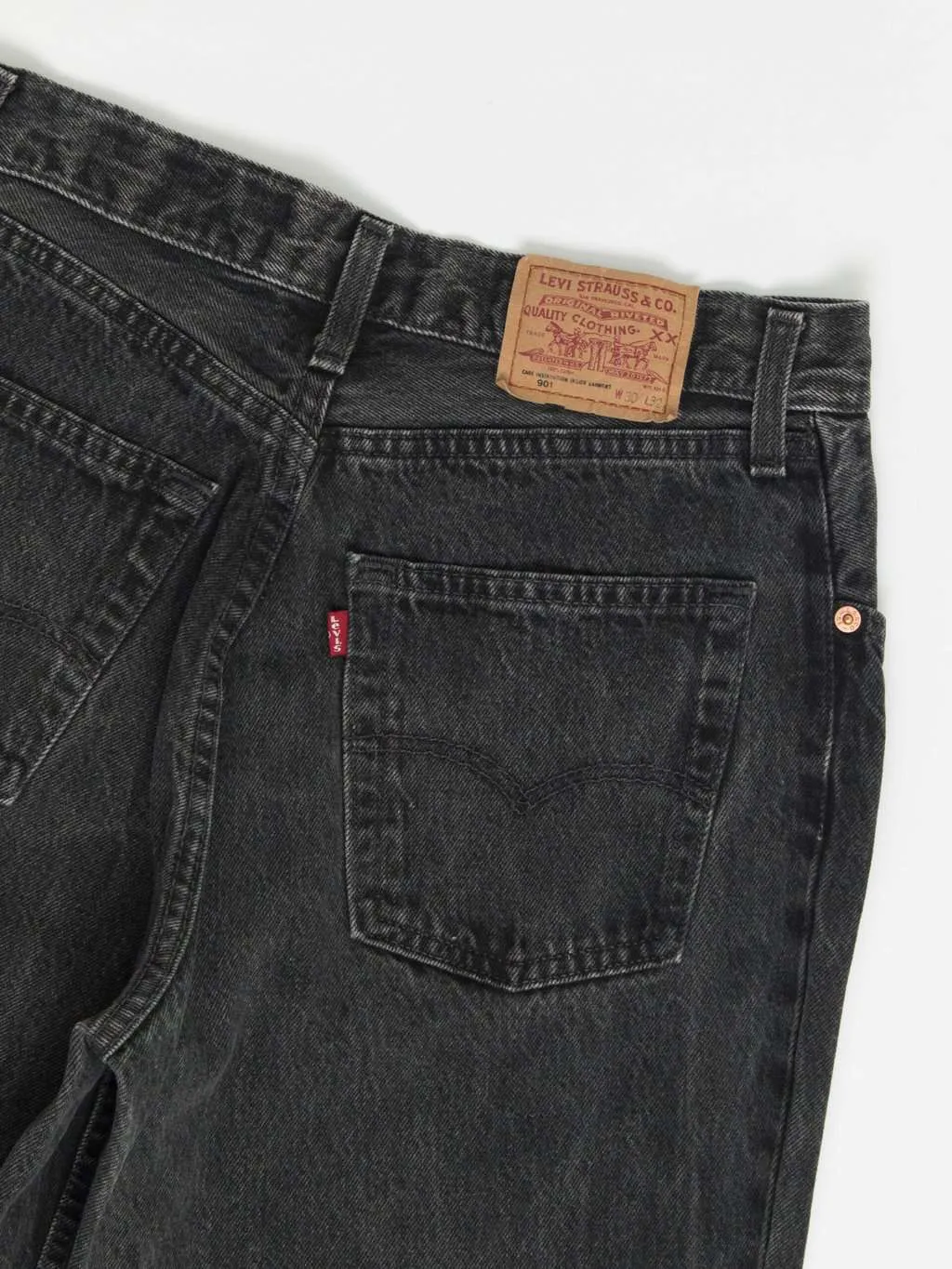 Vintage Levis 901 jeans 28 x 31 black stonewash UK made 90s