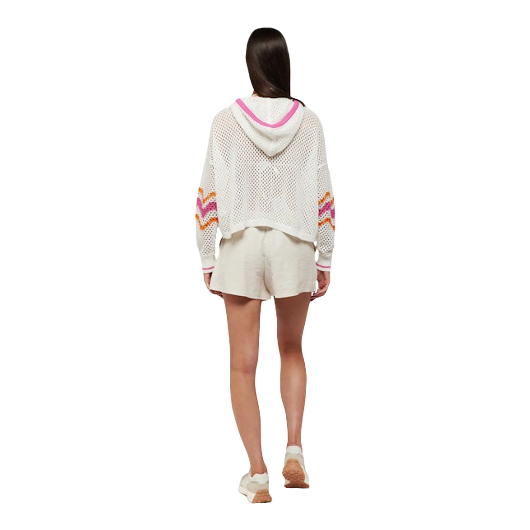 Wave Pointelle Hooded Sweater