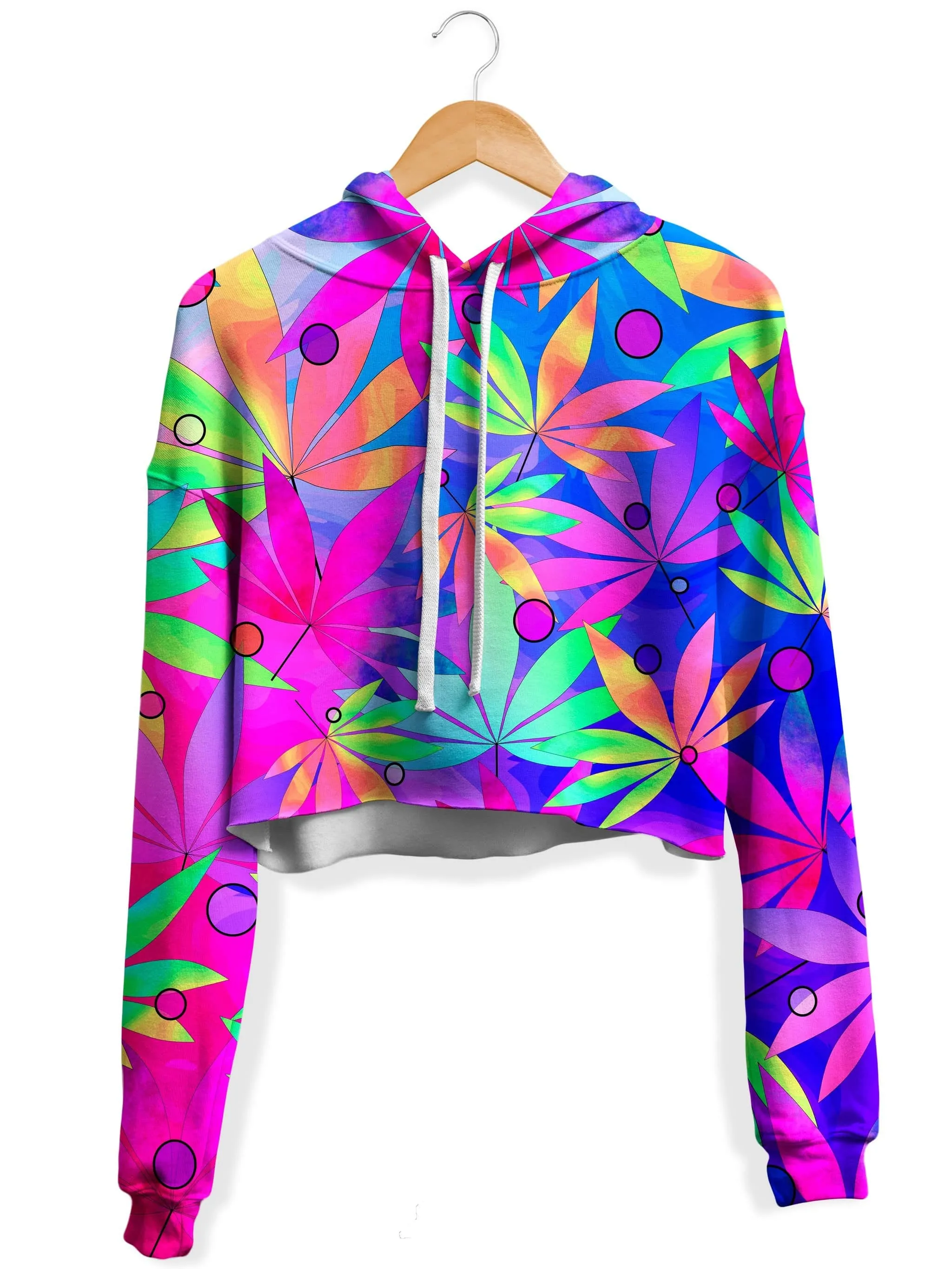 Whimsical Weed Fleece Crop Hoodie