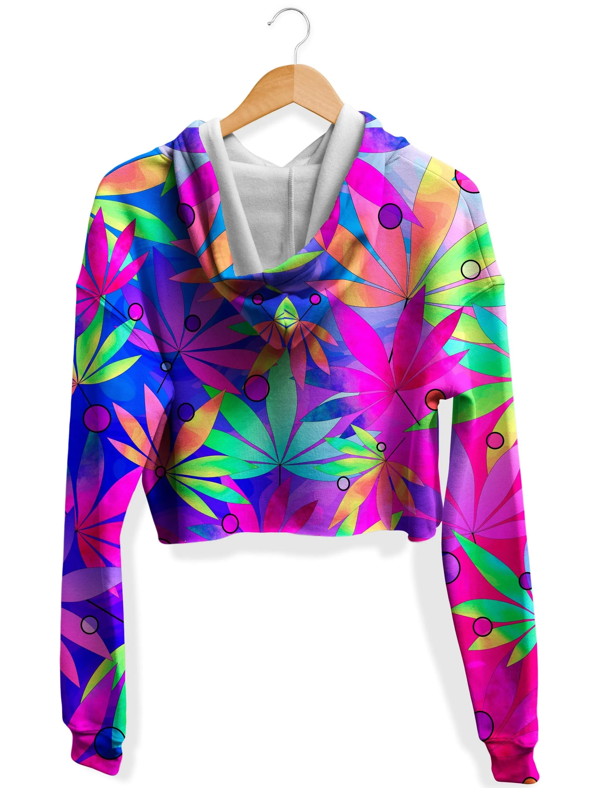 Whimsical Weed Fleece Crop Hoodie