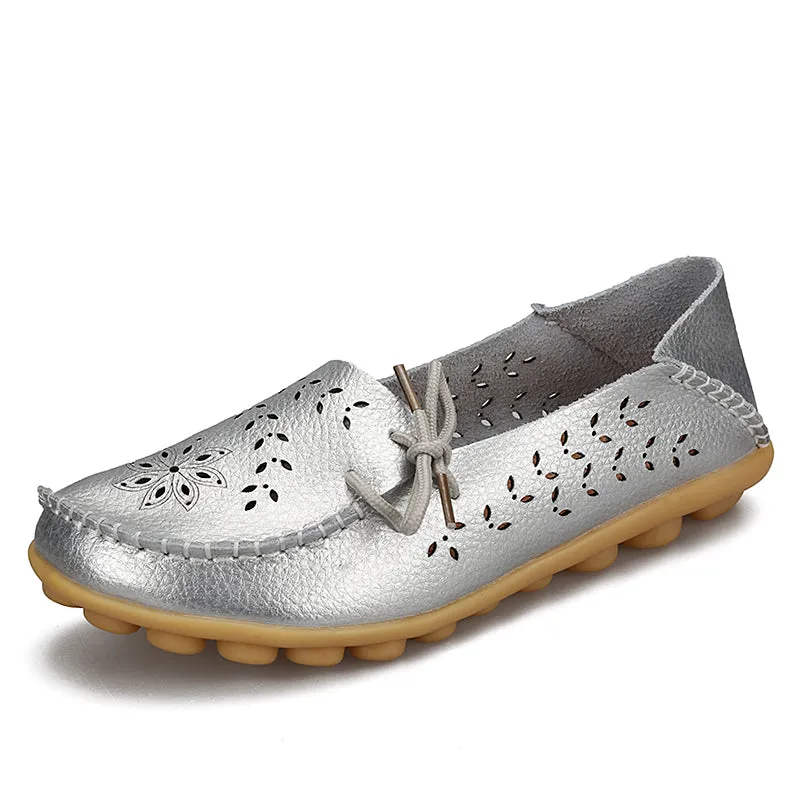 Women's Leather Loafers - Hollow(1)