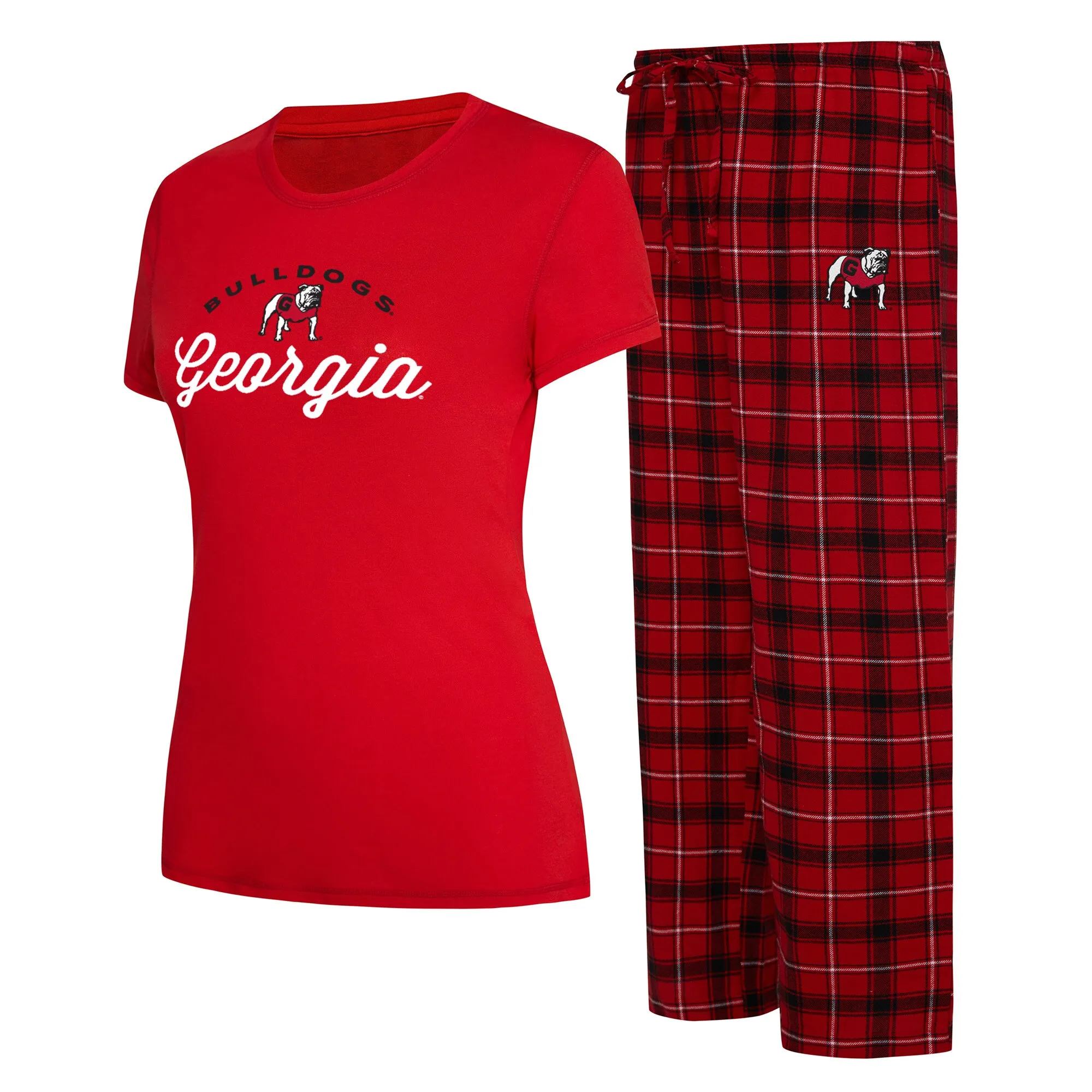 Women's Concepts Sport Red/Black Georgia Bulldogs Arctic T-Shirt & Flannel Pants Sleep Set