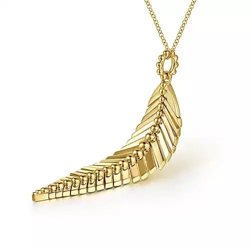 Zuri 14K Yellow Gold Feather Pendant Necklace by Gabriel & Co.