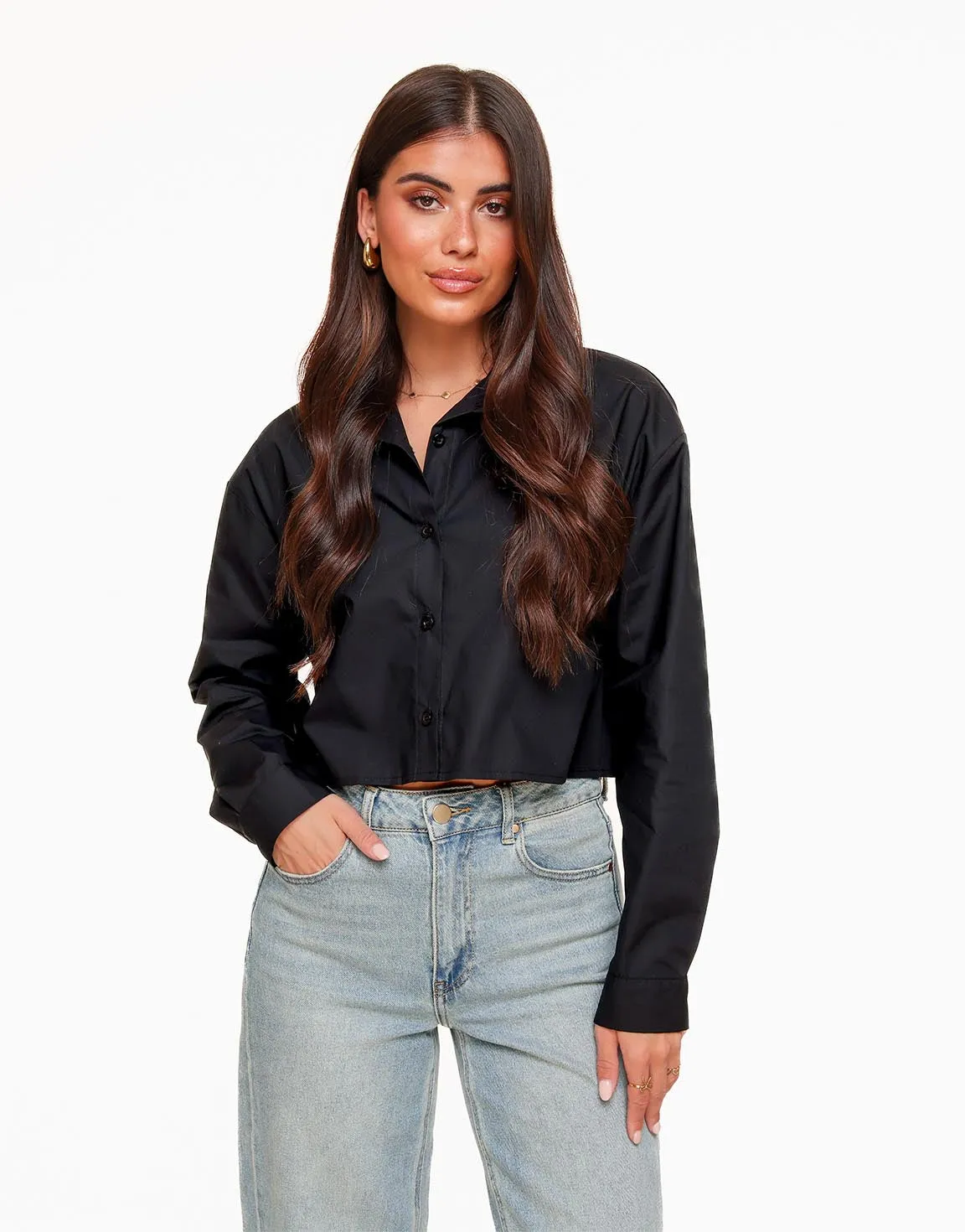 Zwarte Strikjes Achterkant Cropped - Blouse