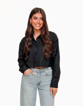 Zwarte Strikjes Achterkant Cropped - Blouse